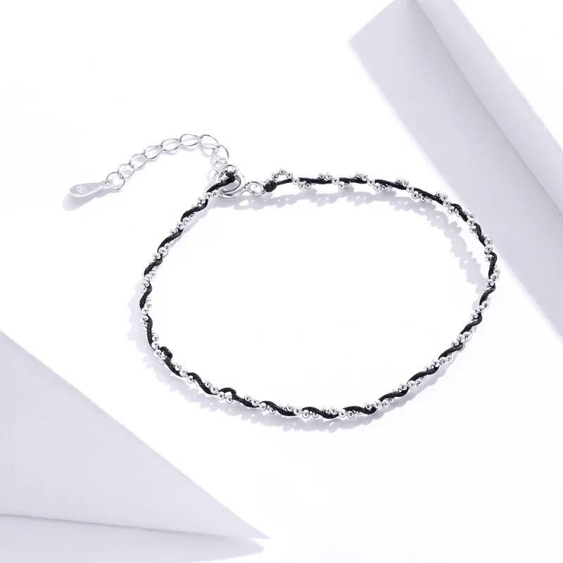 (Bild für) Armband aus silbernem und schwarzem Seil im Pandora-Stil - SCB173-BK - Ansicht 4