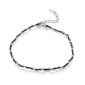 (Bild für) Armband aus silbernem und schwarzem Seil im Pandora-Stil - SCB173-BK
