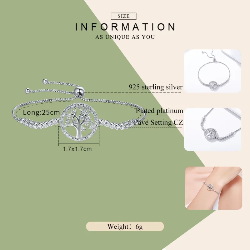 (Bild für) Armband „Bright Tree of Life“ im Pandora-Stil aus Silber - SCB035 - Ansicht 3