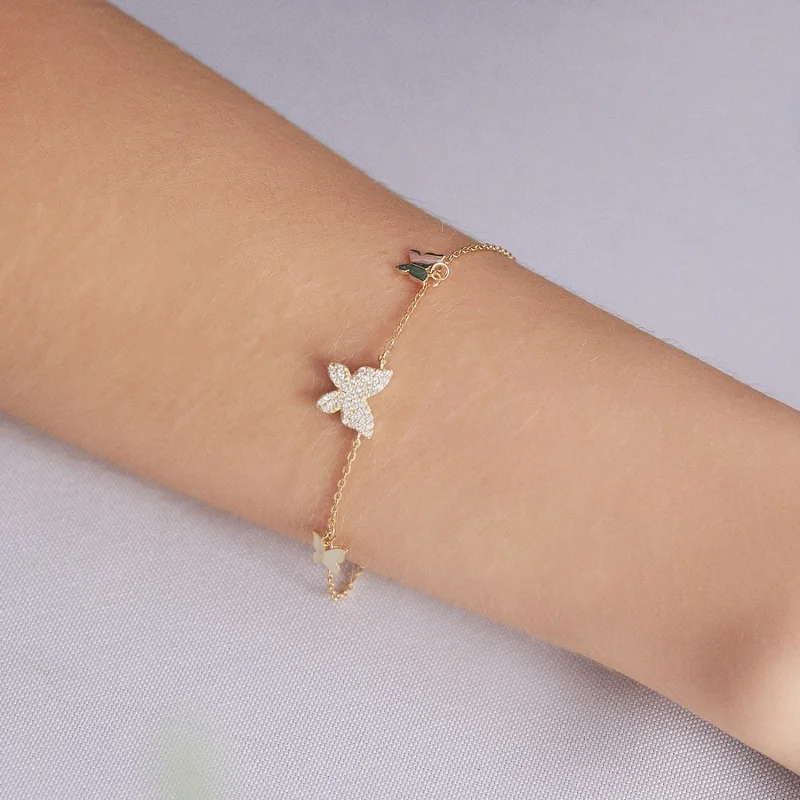 (Bild für) Armband im Pandora-Stil mit Schmetterlingseffekt - BSB064 - Ansicht 5
