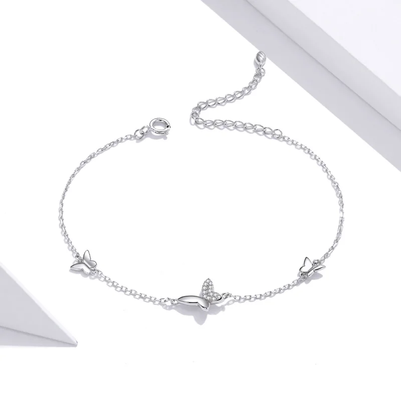(Bild für) Armband mit umschlossenen Schmetterlingen aus Silber im Pandora-Stil - SCB197 - Ansicht 2