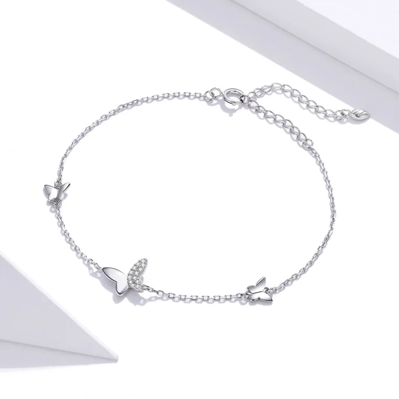 (Bild für) Armband mit umschlossenen Schmetterlingen aus Silber im Pandora-Stil - SCB197 - Ansicht 3