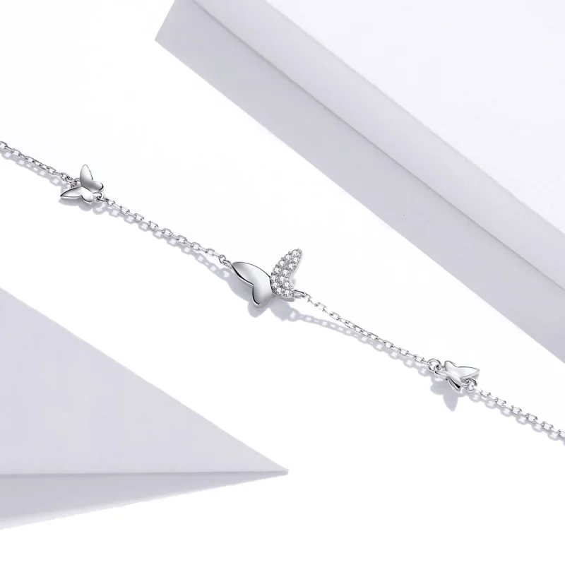 (Bild für) Armband mit umschlossenen Schmetterlingen aus Silber im Pandora-Stil - SCB197 - Ansicht 4