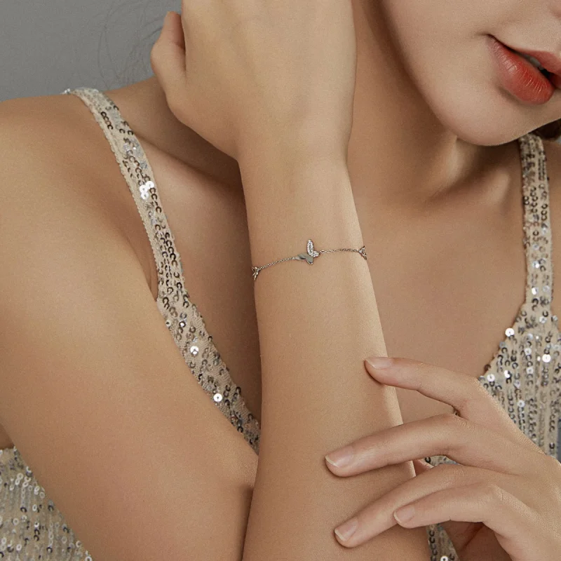 (Bild für) Armband mit umschlossenen Schmetterlingen aus Silber im Pandora-Stil - SCB197 - Ansicht 5