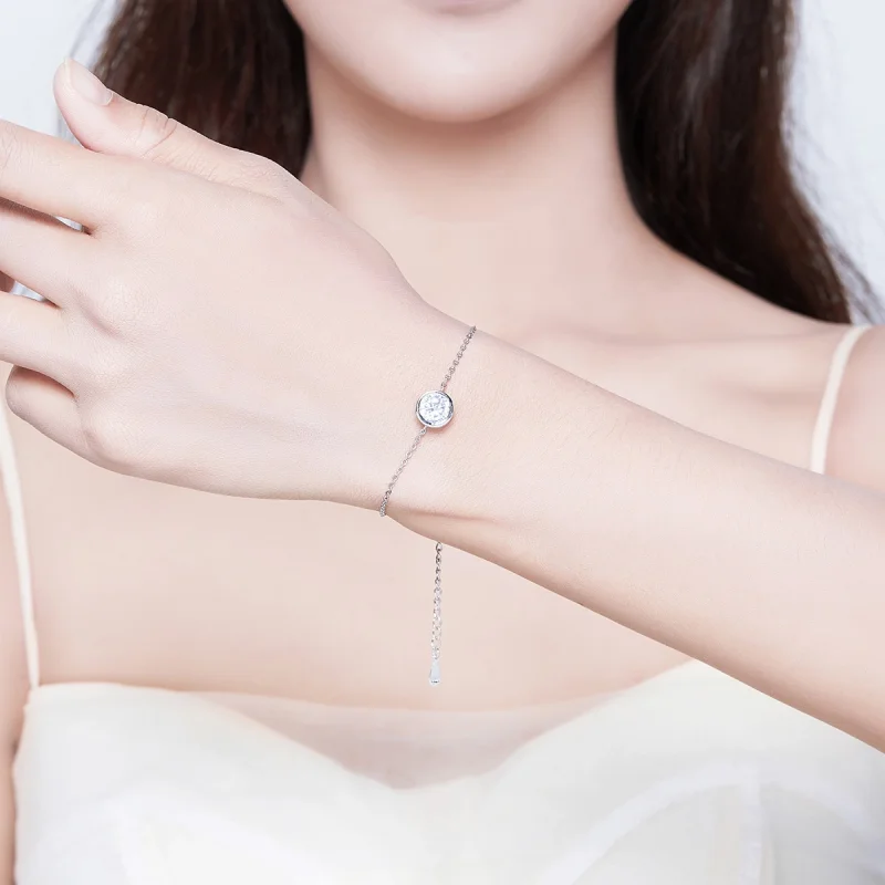 (Bild für) Einfaches Schiebe-Kettenarmband im Pandora-Stil aus Silber - SCB157 - Ansicht 2
