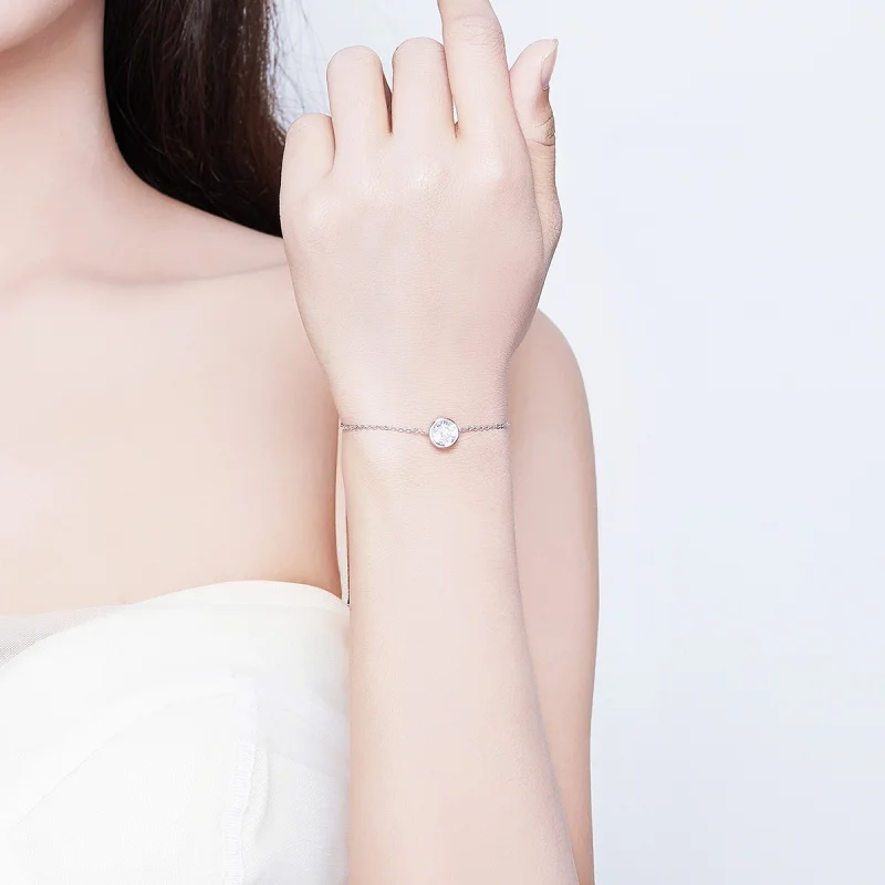 (Bild für) Einfaches Schiebe-Kettenarmband im Pandora-Stil aus Silber - SCB157 - Ansicht 5