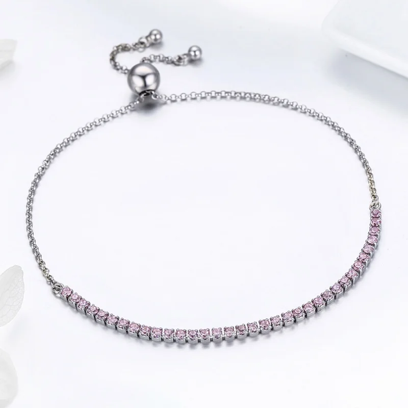 (Bild für) Elegantes silbernes Tennis-Armband im Pandora-Stil mit Slider - SCB045 - Ansicht 4
