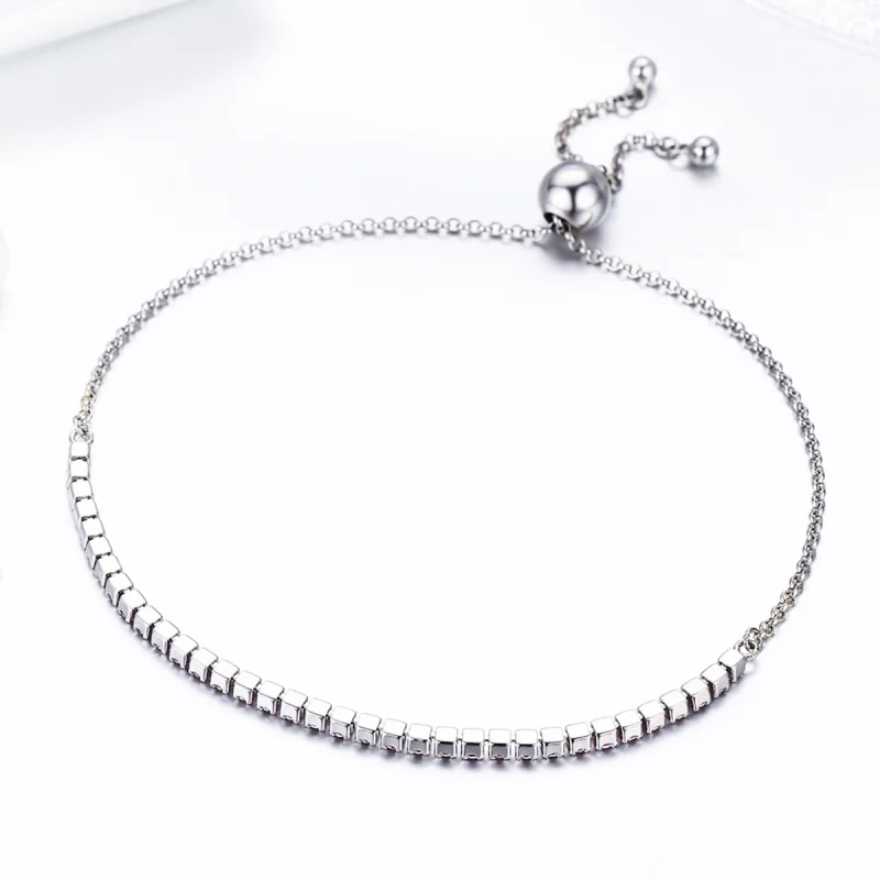 (Bild für) Elegantes silbernes Tennis-Armband im Pandora-Stil mit Slider - SCB045 - Ansicht 6