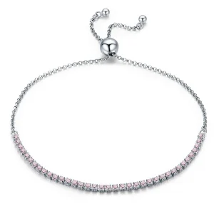 (Bild für) Elegantes silbernes Tennis-Armband im Pandora-Stil mit Slider - SCB045
