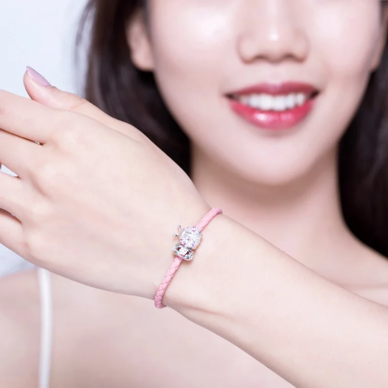 (Bild für) Leder-Marienkäfer-Armband im Pandora-Stil - SCB823 - Ansicht 2