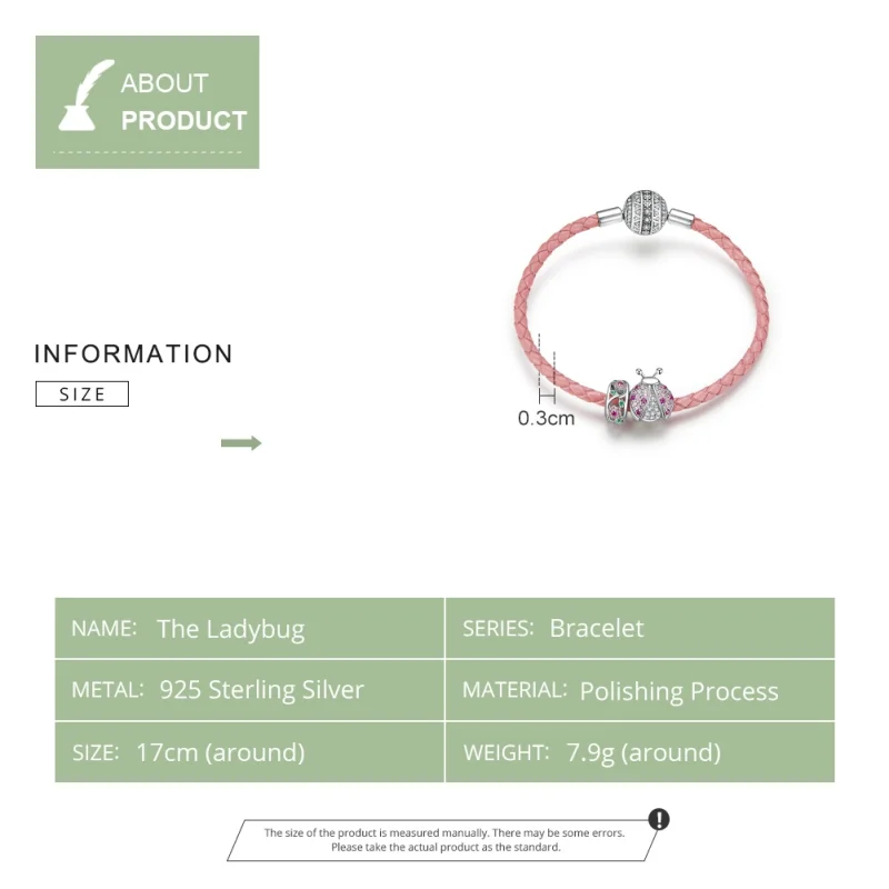 (Bild für) Leder-Marienkäfer-Armband im Pandora-Stil - SCB823 - Ansicht 5
