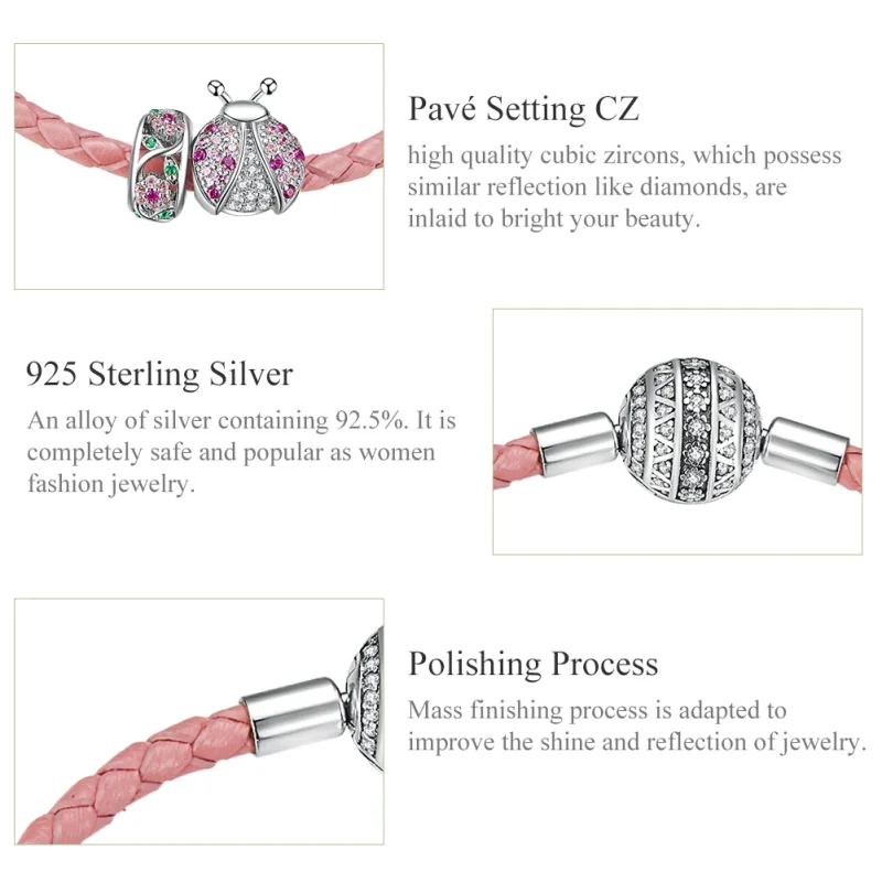 (Bild für) Leder-Marienkäfer-Armband im Pandora-Stil - SCB823 - Ansicht 6