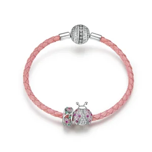(Bild für) Leder-Marienkäfer-Armband im Pandora-Stil - SCB823