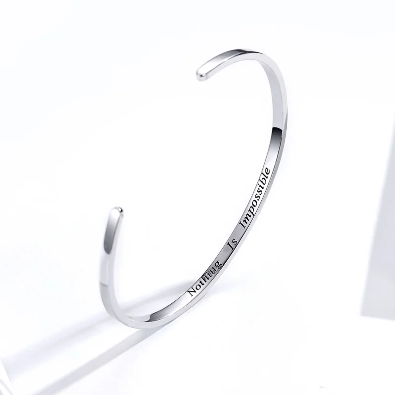 (Bild für) Offener Armreif „Nothing Is Impossible“ im Pandora-Stil aus Silber - SCB160 - Ansicht 3
