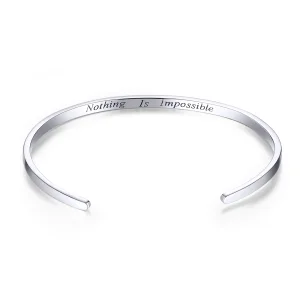 (Bild für) Offener Armreif „Nothing Is Impossible“ im Pandora-Stil aus Silber - SCB160