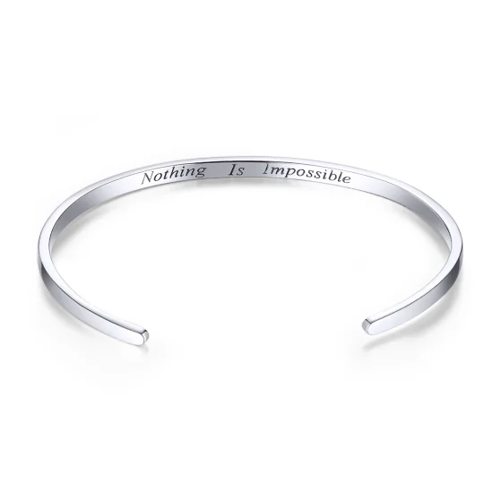 (Bild für) Offener Armreif „Nothing Is Impossible“ im Pandora-Stil aus Silber - SCB160