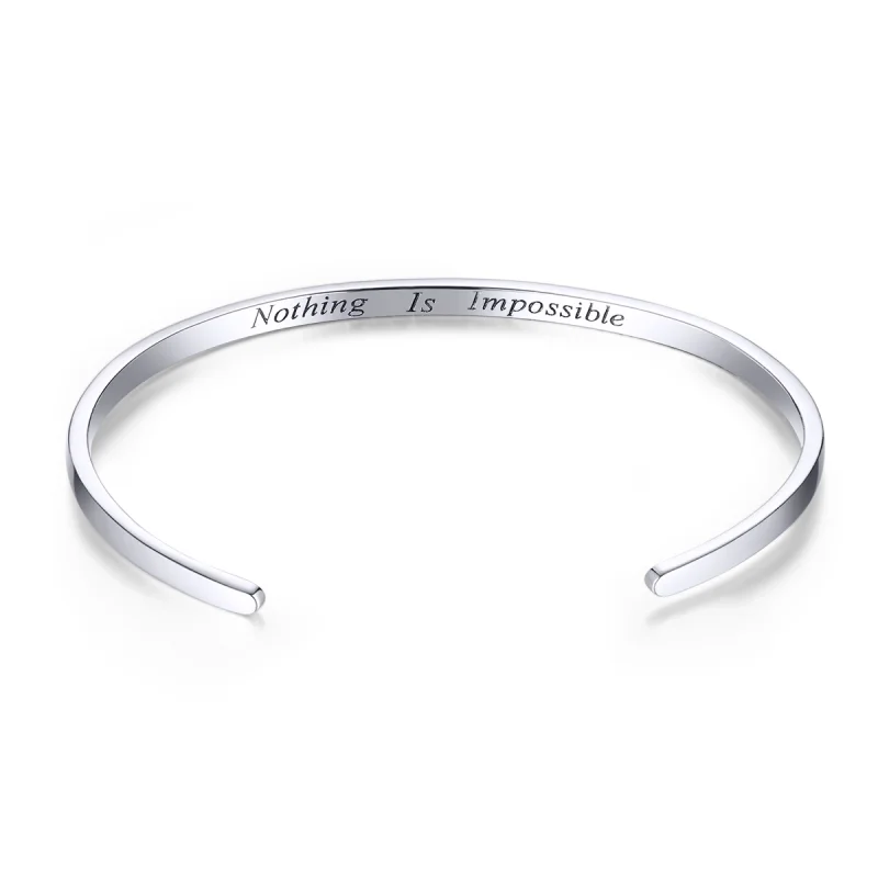 (Bild für) Offener Armreif „Nothing Is Impossible“ im Pandora-Stil aus Silber - SCB160