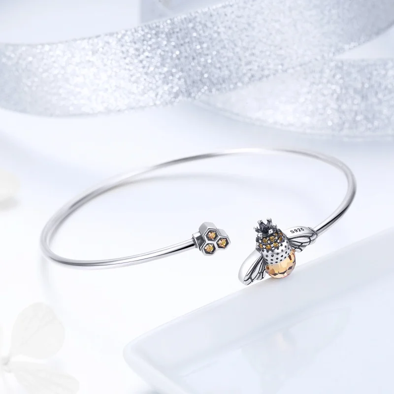 (Bild für) Offener Armreif „Story of the Bee“ im Pandora-Stil aus Silber - SCB104 - Ansicht 4