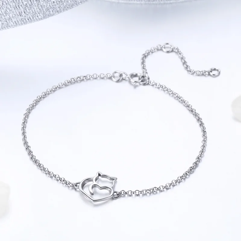 (Bild für) Pandora-Stil Roségold und Silber, süßes Katzenketten-Schiebearmband - SCB102-C - Ansicht 3
