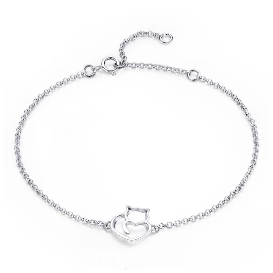 (Bild für) Pandora-Stil Roségold und Silber, süßes Katzenketten-Schiebearmband - SCB102-C