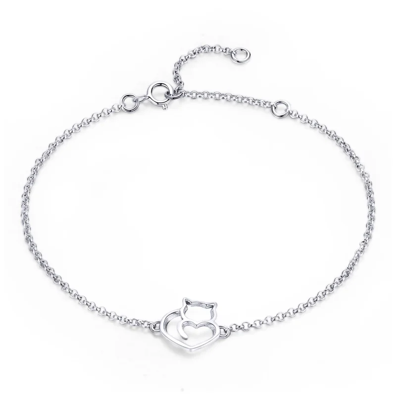 (Bild für) Pandora-Stil Roségold und Silber, süßes Katzenketten-Schiebearmband - SCB102-C