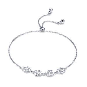 (Bild für) Pandora-Stil, silbernes, niedliches Haustier-Klauenmarkierungs-Ketten-Schieber-Armband - SCB096