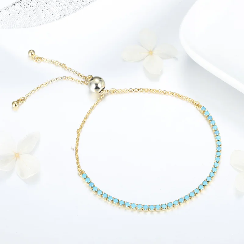 (Bild für) Pandora Style Silber Blue Sky Slider Tennisarmband - SCB118 - Ansicht 2