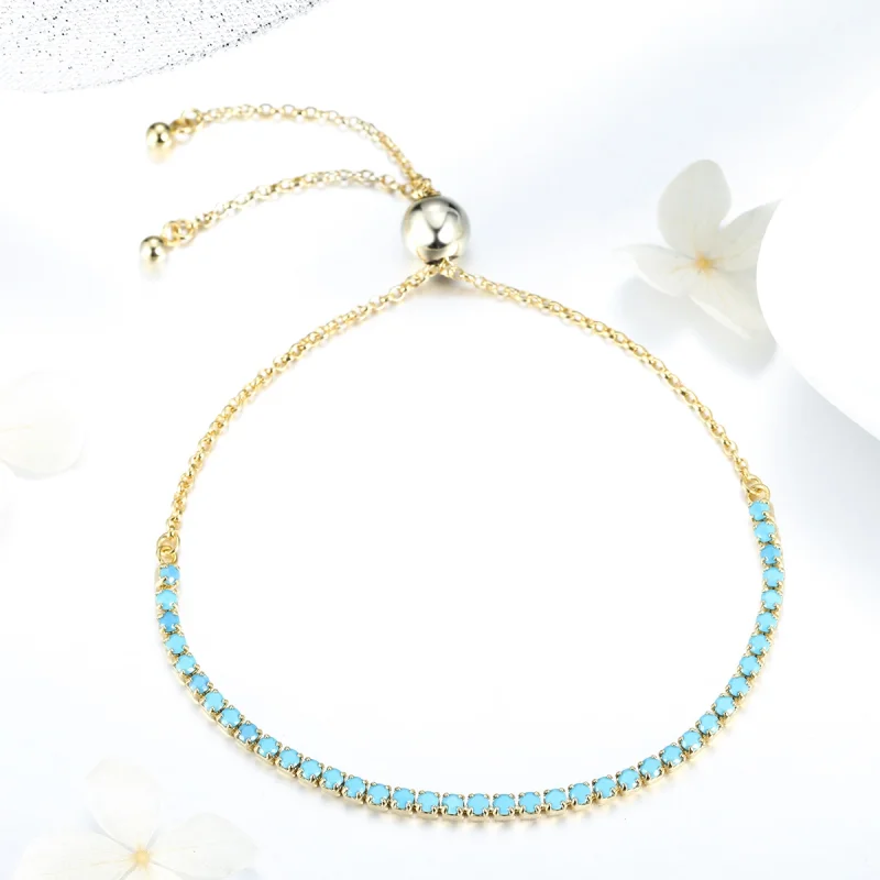 (Bild für) Pandora Style Silber Blue Sky Slider Tennisarmband - SCB118 - Ansicht 4
