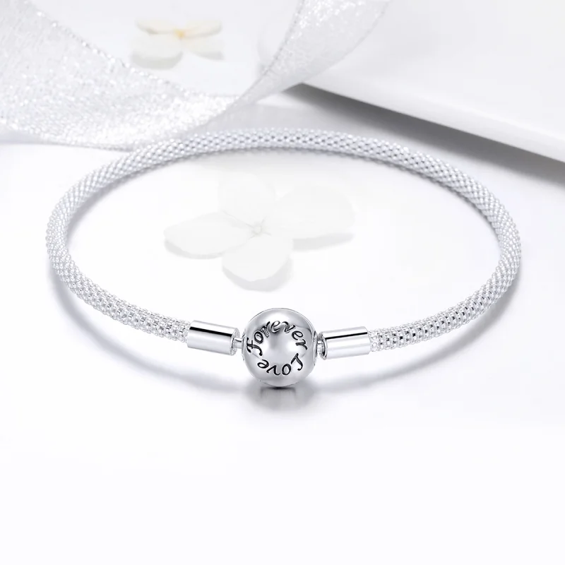 (Bild für) Pandora Style Silber Forever Love Mesh-Armband - SCB105 - Ansicht 4