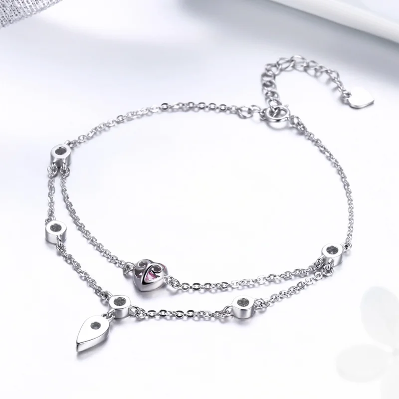 (Bild für) Pandora Style Silbernes Herz-Ketten-Schiebearmband - SCB090 - Ansicht 3