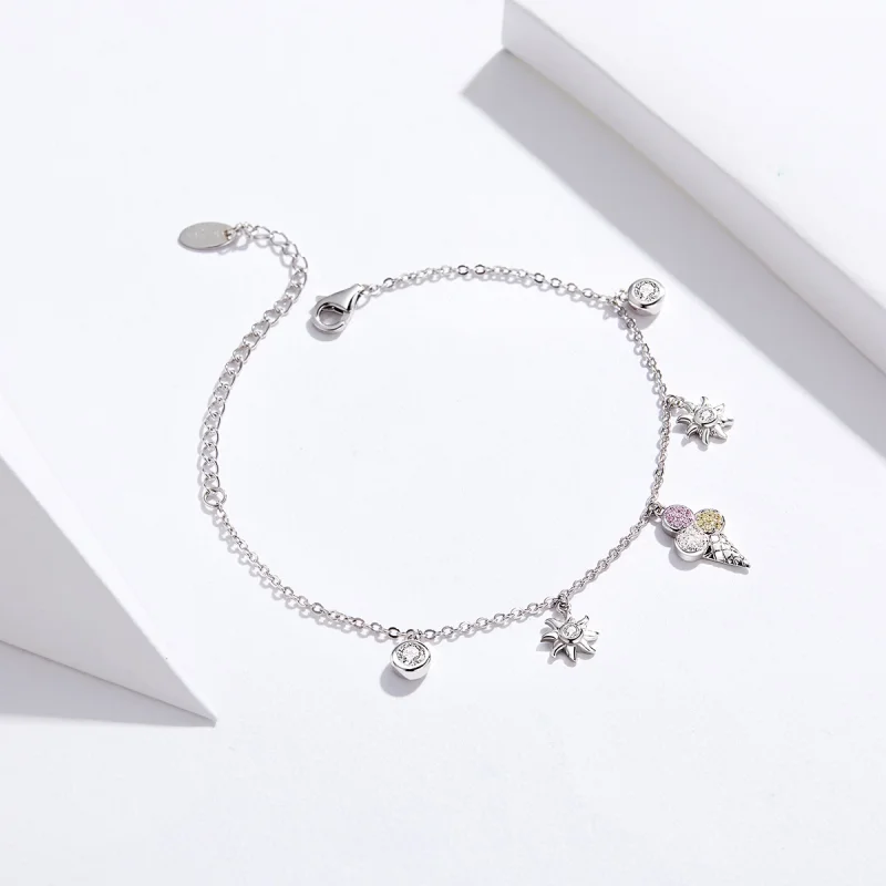 (Bild für) Pandora Style Silbernes süßes Eiscreme-Kettenschieberarmband - SCB139 - Ansicht 5