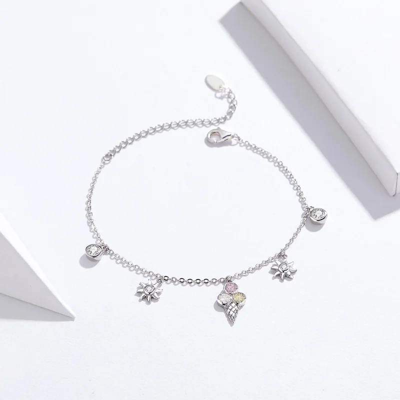 (Bild für) Pandora Style Silbernes süßes Eiscreme-Kettenschieberarmband - SCB139 - Ansicht 6