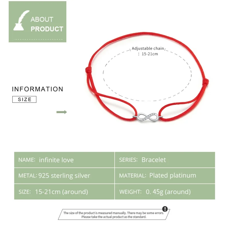 (Bild für) Rote Kordel im Pandora-Stil mit silbernem Infinite-Love-Verschluss-Armband - SCB - Ansicht 5