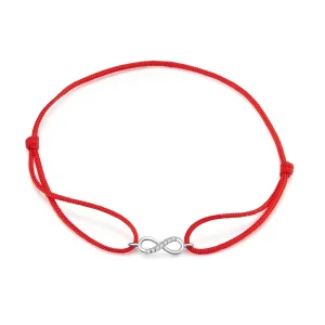 (Bild für) Rote Kordel im Pandora-Stil mit silbernem Infinite-Love-Verschluss-Armband - SCB176