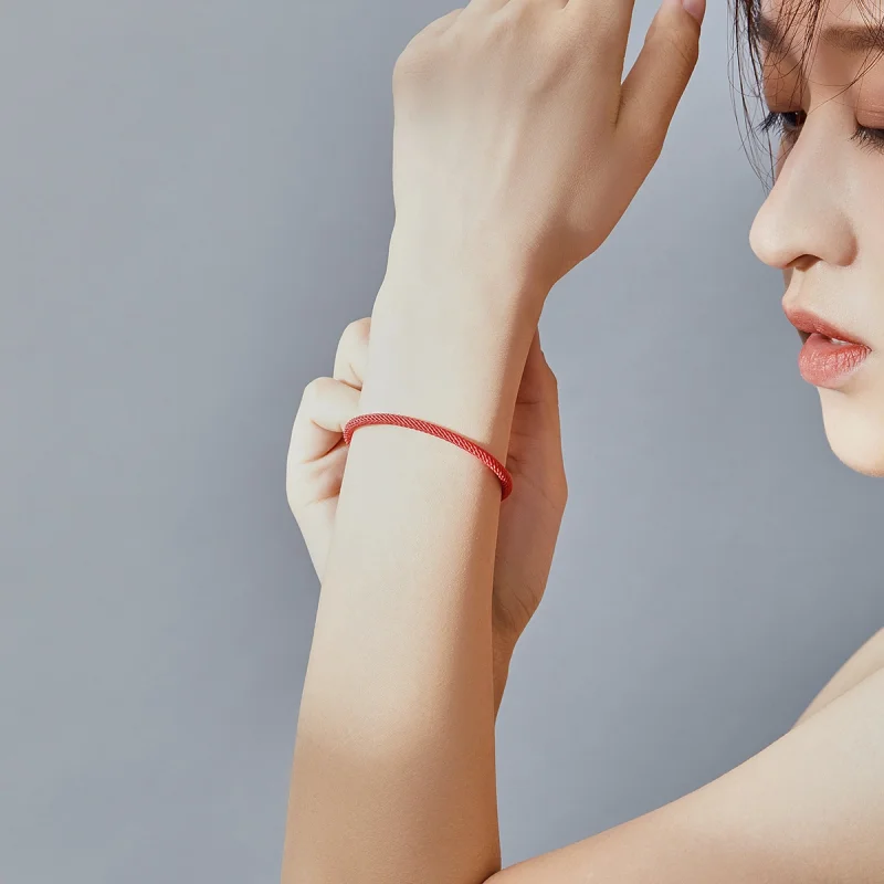 (Bild für) Rotes Seil-Stoffarmband im Pandora-Stil - SCB166 - Ansicht 2