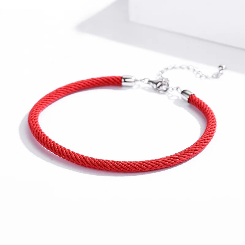 (Bild für) Rotes Seil-Stoffarmband im Pandora-Stil - SCB166 - Ansicht 3