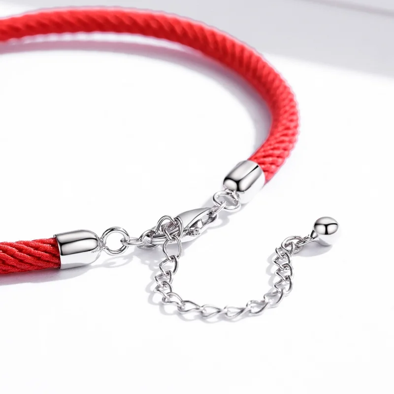 (Bild für) Rotes Seil-Stoffarmband im Pandora-Stil - SCB166 - Ansicht 4