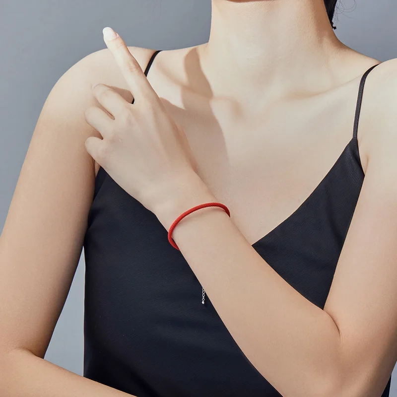 (Bild für) Rotes Seil-Stoffarmband im Pandora-Stil - SCB166 - Ansicht 6