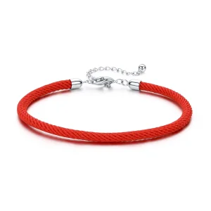 (Bild für) Rotes Seil-Stoffarmband im Pandora-Stil - SCB166