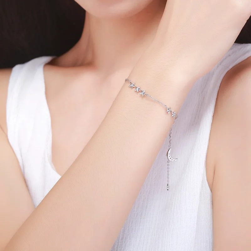(Bild für) Schieberarmband „Whisper of Star and Moon“ aus Silber im Pandora-Stil - SCB007 - Ansicht 3