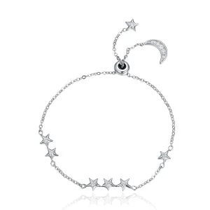 (Bild für) Schieberarmband „Whisper of Star and Moon“ aus Silber im Pandora-Stil - SCB007