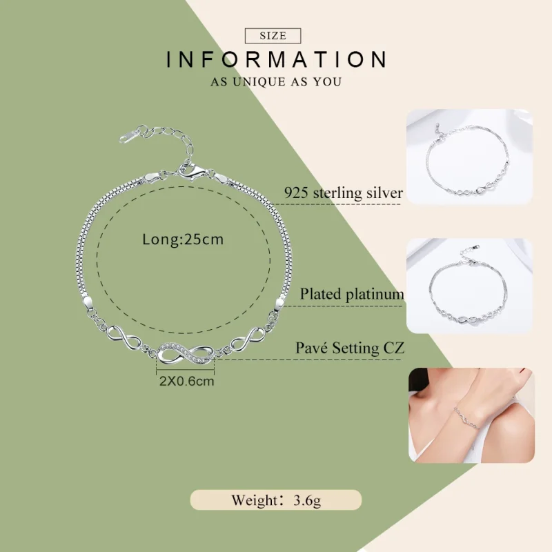 (Bild für) Silbernes Endless Elegance Slider-Armband im Pandora-Stil - SCB037 - Ansicht 3