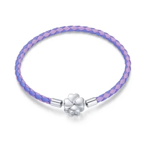 (Bild für) Silbernes Glücksklee-Lederarmband im Pandora-Stil - SCB214