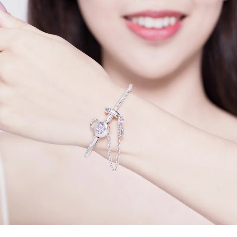(Bild für) Silbernes Heartskey-Slider-Armband im Pandora-Stil - SCB143 - Ansicht 2