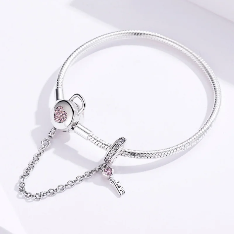 (Bild für) Silbernes Heartskey-Slider-Armband im Pandora-Stil - SCB143 - Ansicht 3