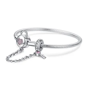 (Bild für) Silbernes Heartskey-Slider-Armband im Pandora-Stil - SCB143