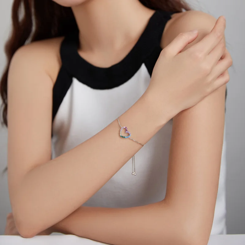 (Bild für) Silbernes Love of Rainbow-Armband im Pandora-Stil - SCB216 - Ansicht 5