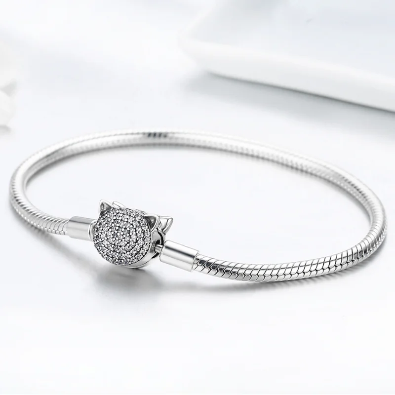 (Bild für) Silbernes süßes Katzenkettenarmband im Pandora-Stil - SCB053 - Ansicht 3