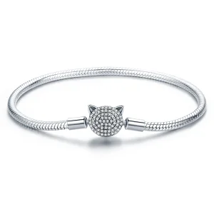 (Bild für) Silbernes süßes Katzenkettenarmband im Pandora-Stil - SCB053