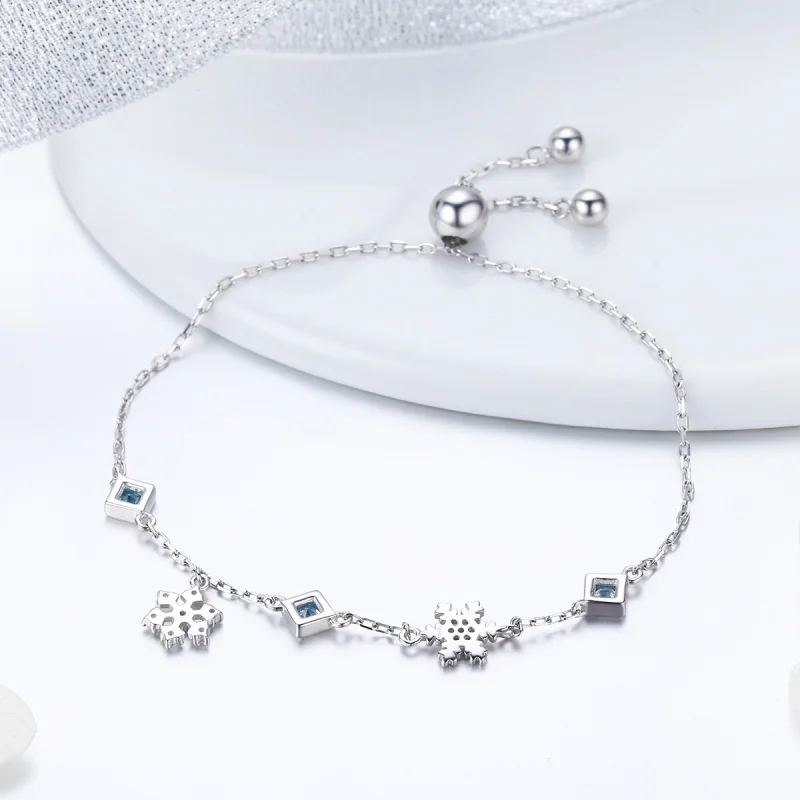 (Bild für) Silbernes tanzendes Schneeflocken-Armband im Pandora-Stil - BSB001 - Ansicht 3